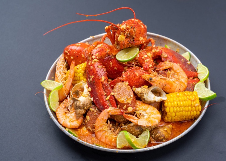 Cajun Lemon Pepper sauce on a seafood combo