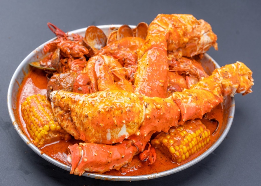 Seafood combo with The Whole Nine Yards sauce